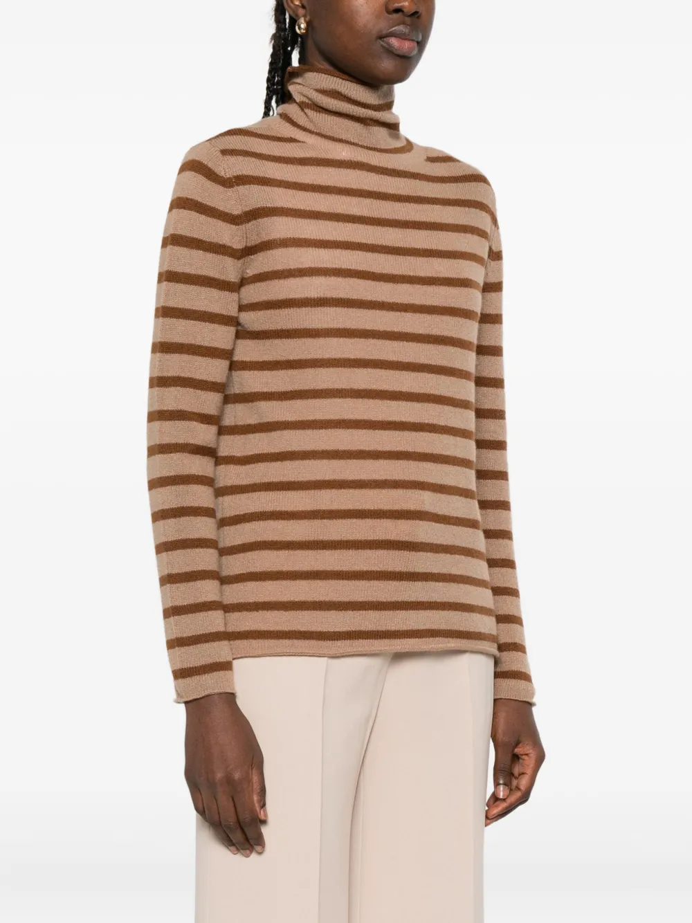 BeYou striped turtleneck top Beige