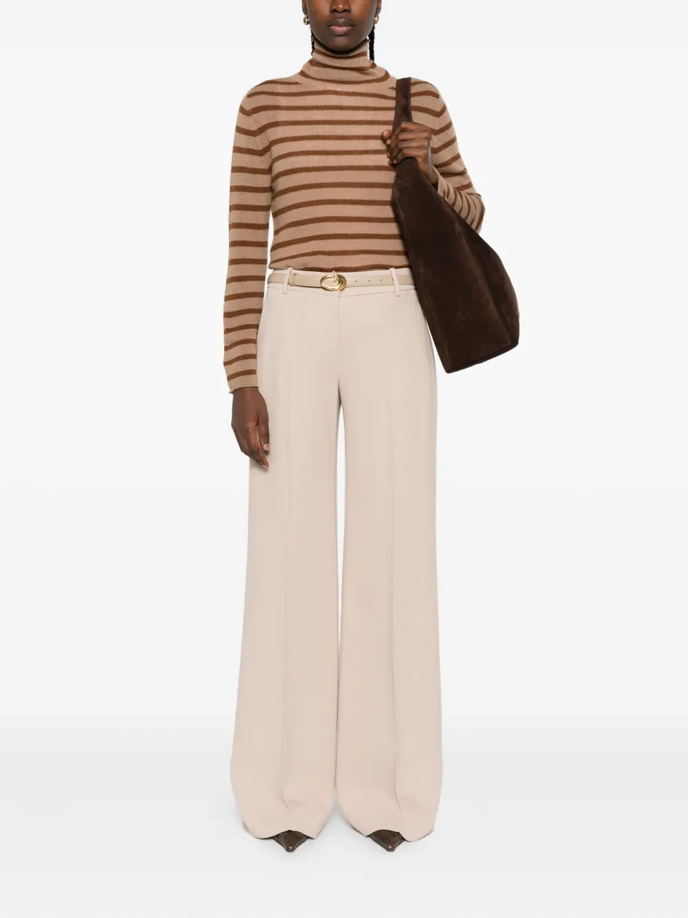 BeYou striped turtleneck top Beige