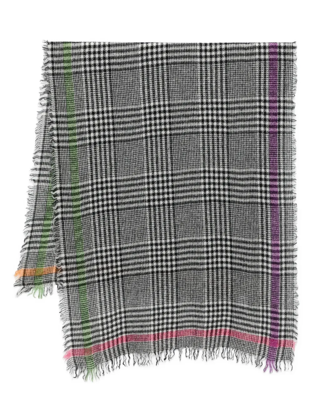 Faliero Sarti  plaid-pattern frayed-edge scarf | Black | Image 1
