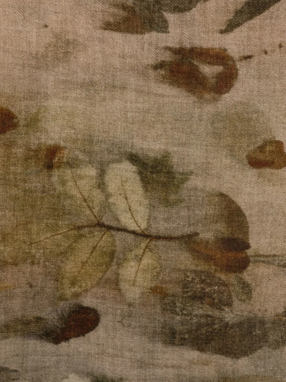 Faliero Sarti leaf-print frayed scarf - Beige
