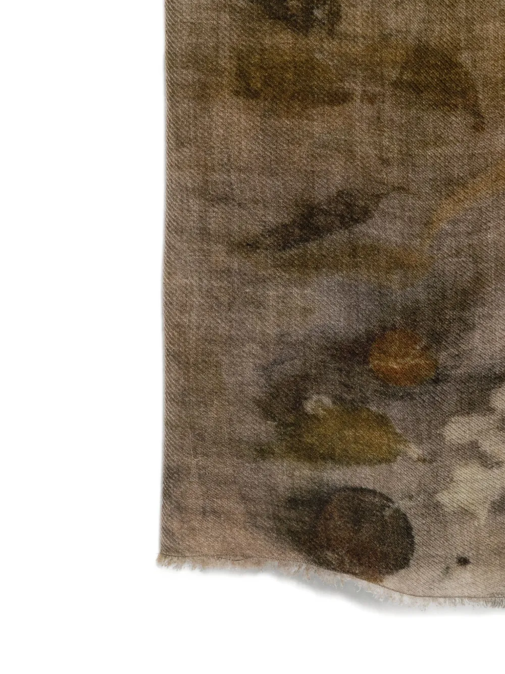 Faliero Sarti leaf-print frayed scarf Beige
