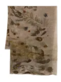 Faliero Sarti leaf-print frayed scarf - Neutrals