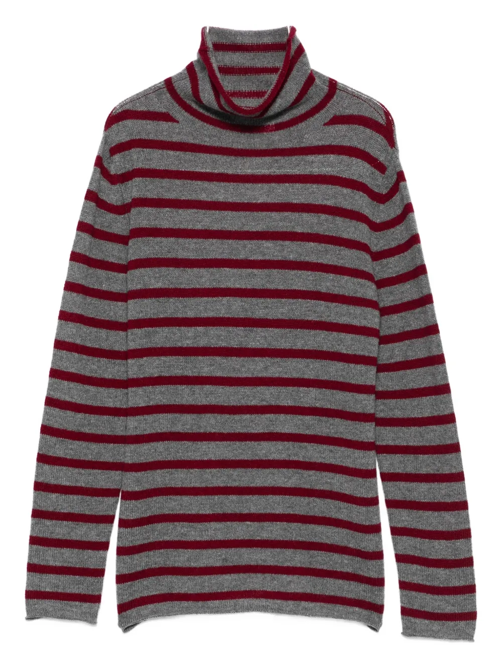 Beyou Striped Turtleneck Sweater In Gray