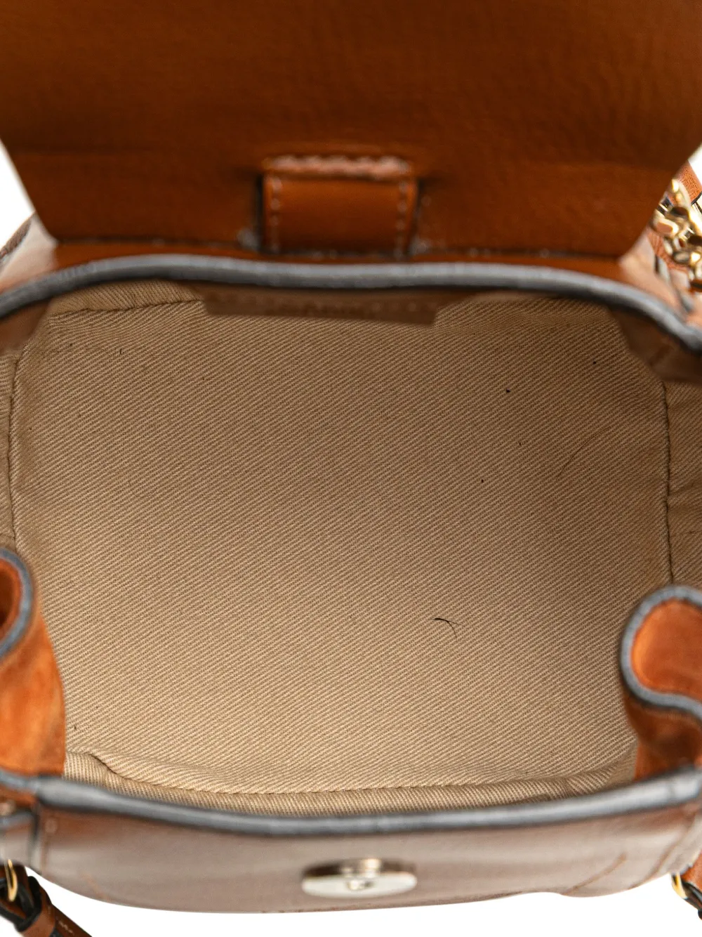 Pre-owned Chloé 2015 Mini Calfskin And Suede Faye Backpack In Brown