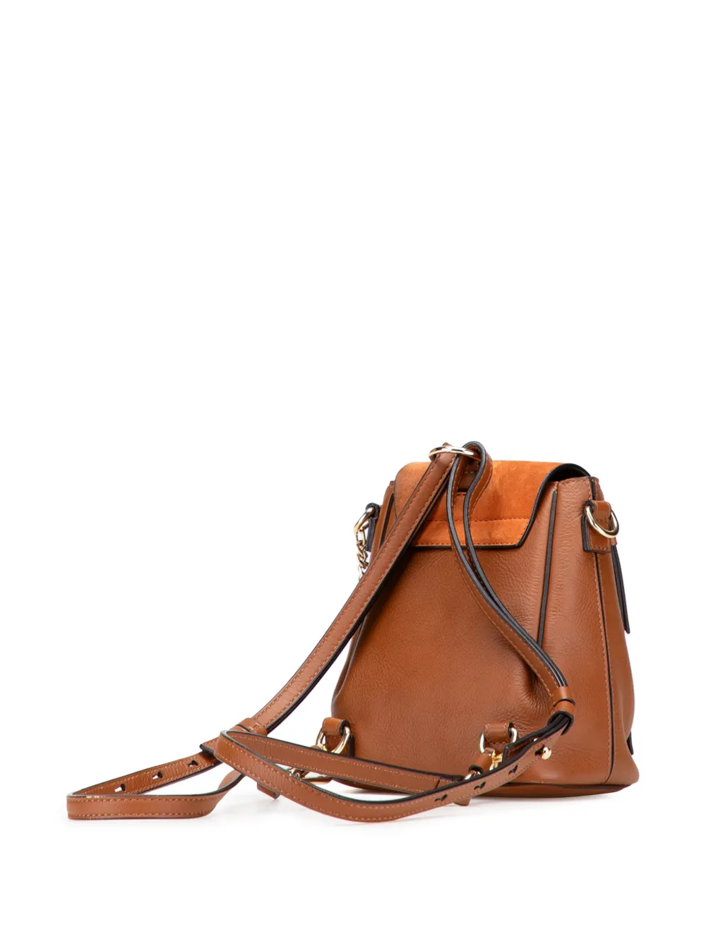 Pre-owned Chloé 2015 Mini Calfskin And Suede Faye Backpack In Brown