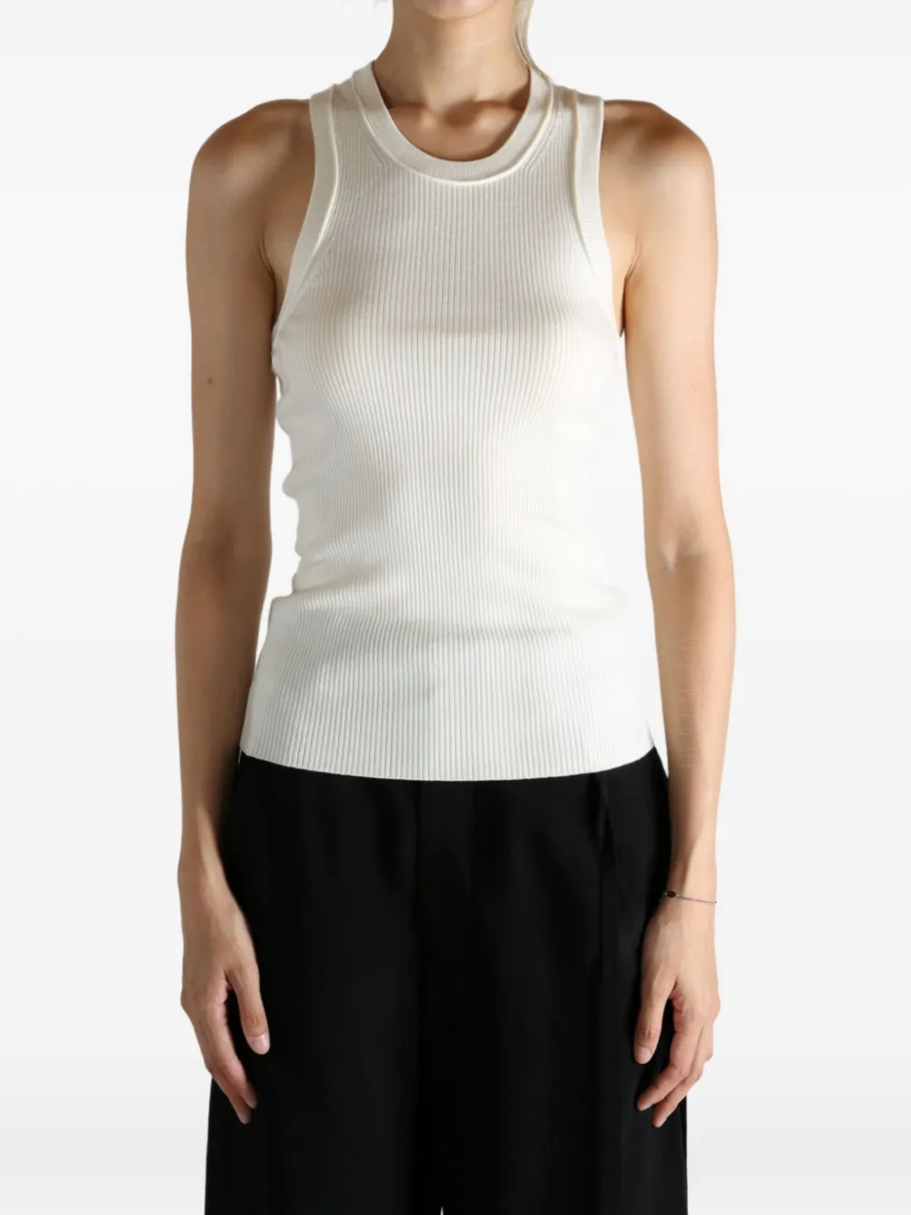 Givenchy Ribbed Racer-back Tank Top In White