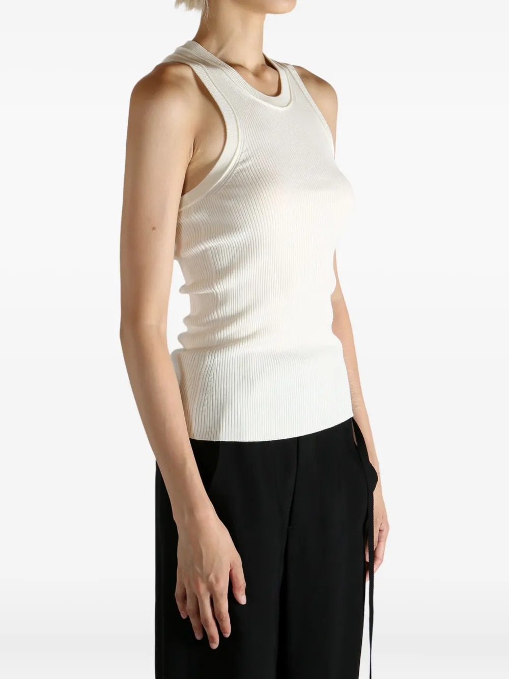 Givenchy Ribbed Racer-back Tank Top In White