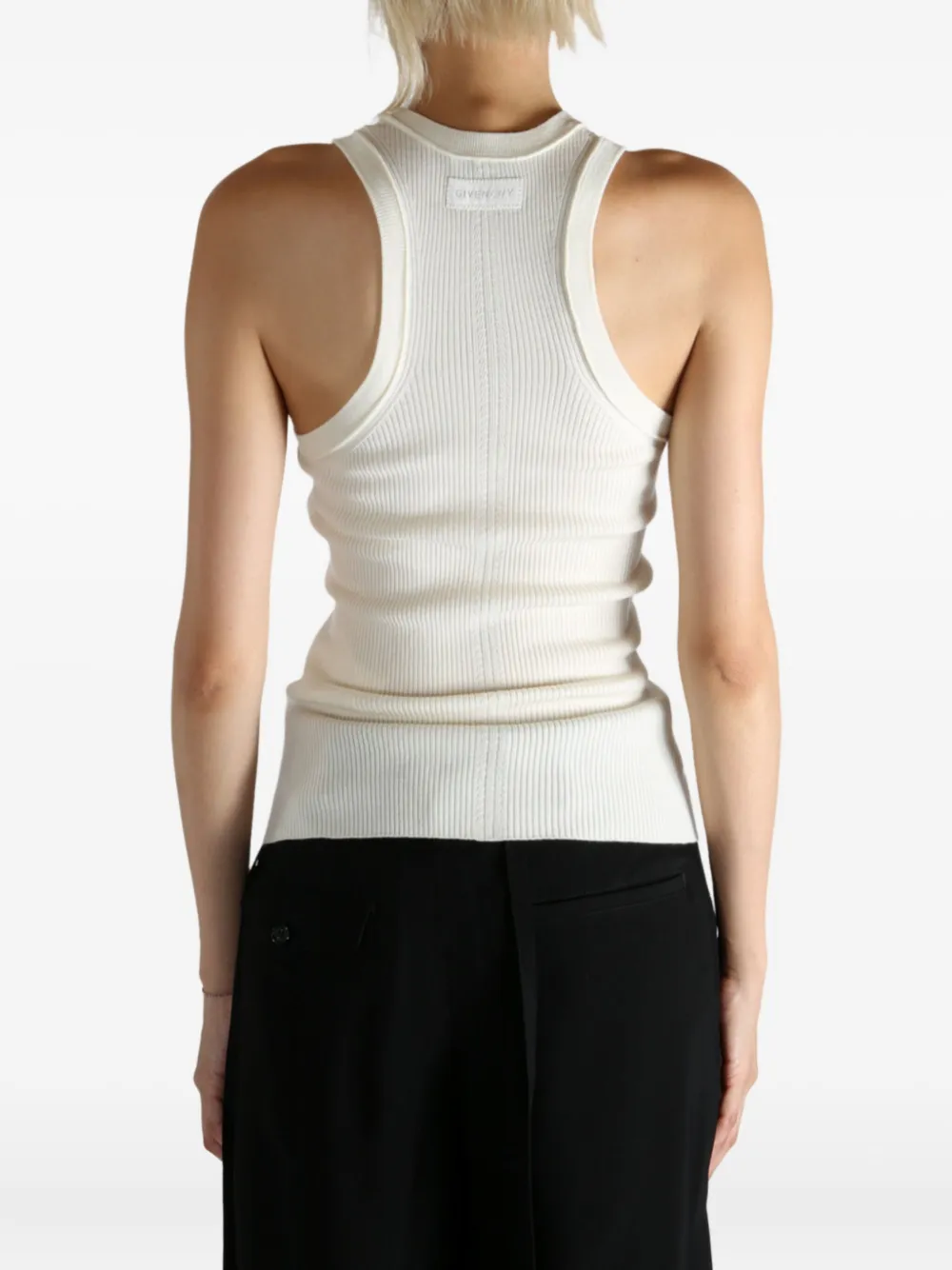 Givenchy Ribbed Racer-back Tank Top In White