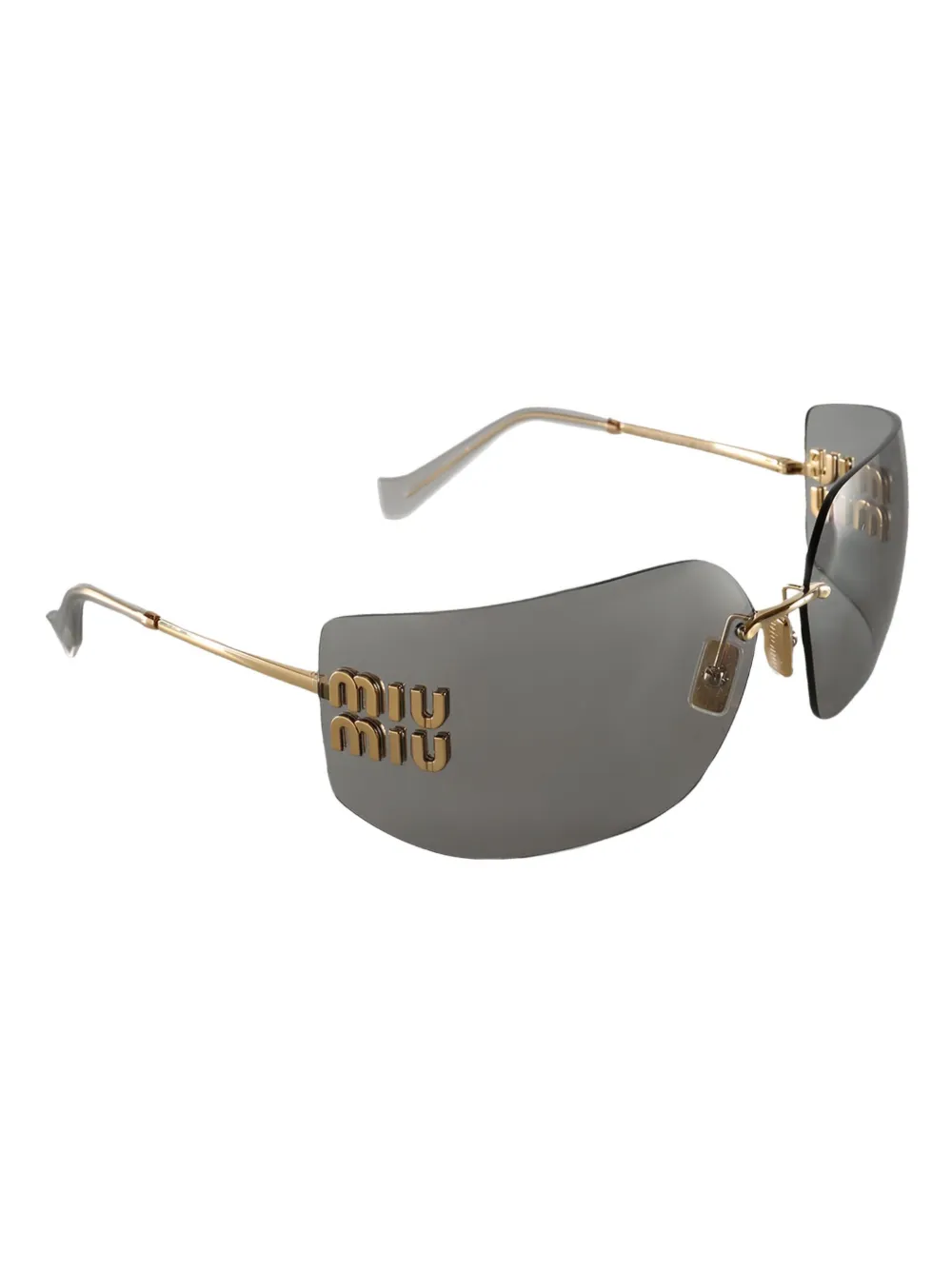 Miu Miu Eyewear logo-plaque rimless sunglasses - Grijs