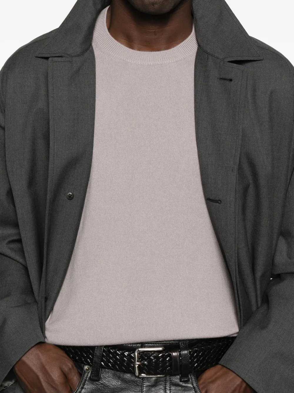Saint Laurent Round-neck Cashmere Sweater In Gray