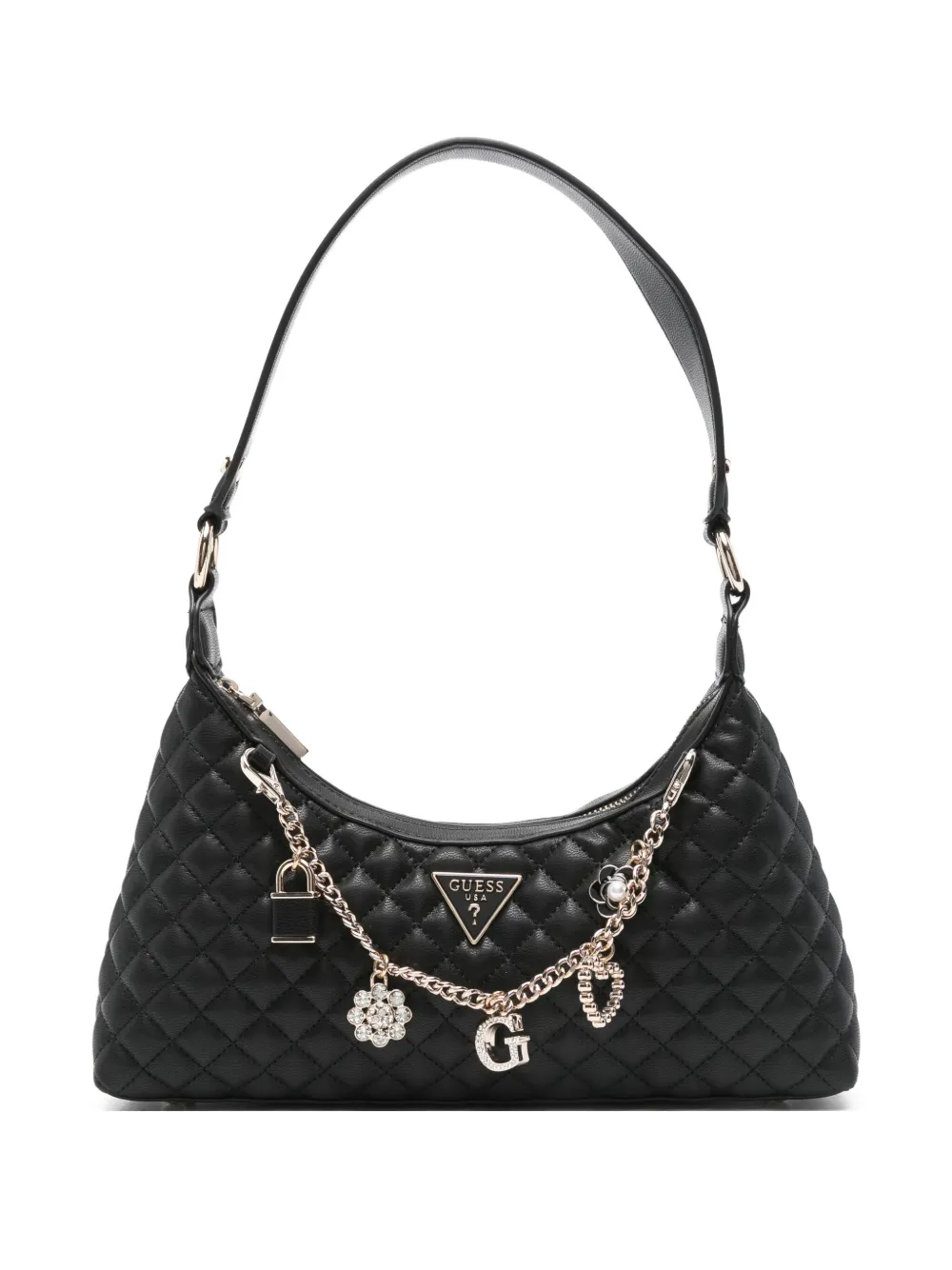 GUESS USA quilted chain-embellished shoulder bag | Black | Image 1