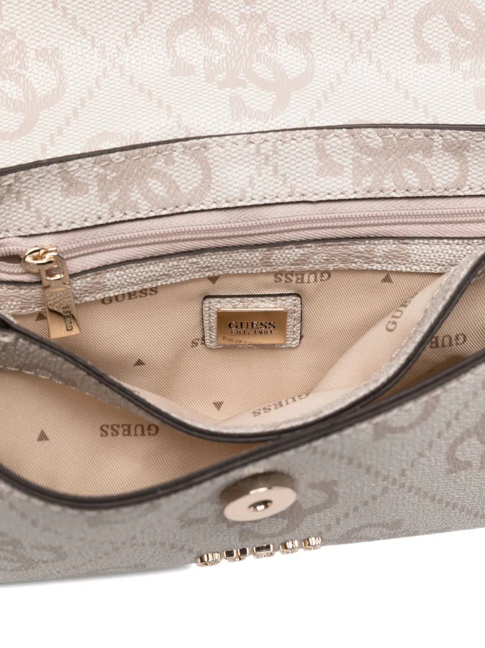 Guess Usa Small Logo-plaque Tote Bag In Neutral