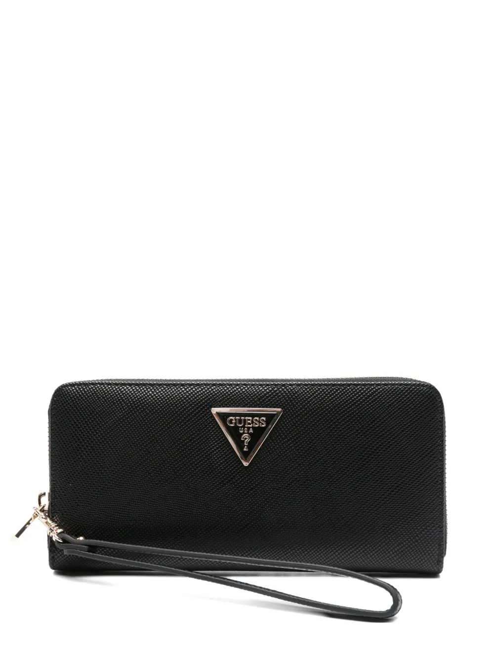 Guess Usa Maxi Laurel Logo-plaque Wallet In Black