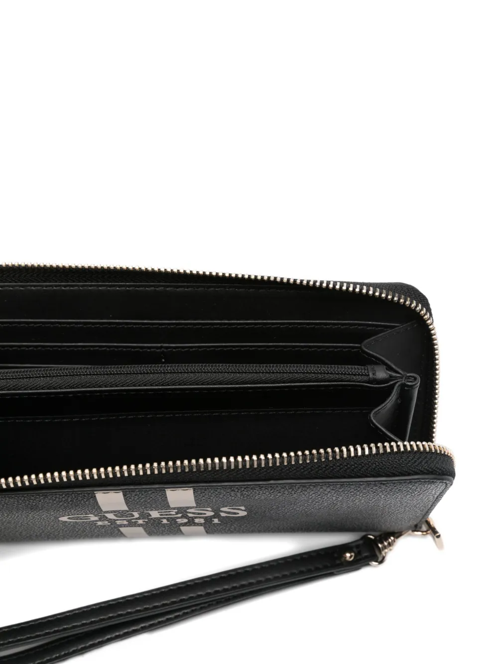 Guess Usa Laurel Zip-around Large Wallet In Black