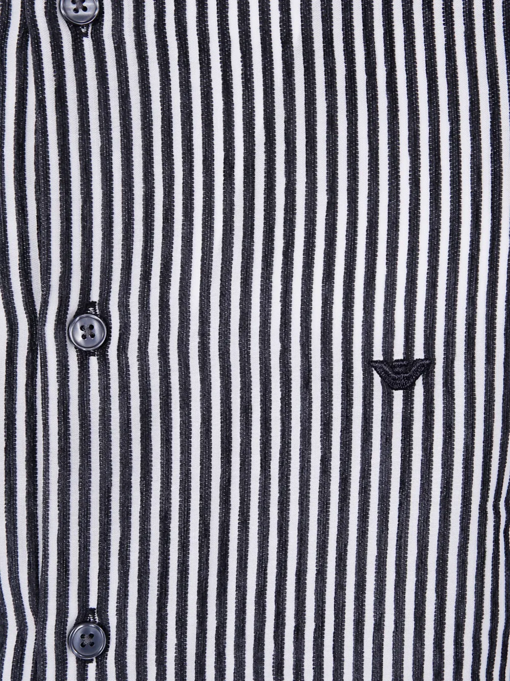Emporio Armani Striped Mandarin-collar Shirt In Gray