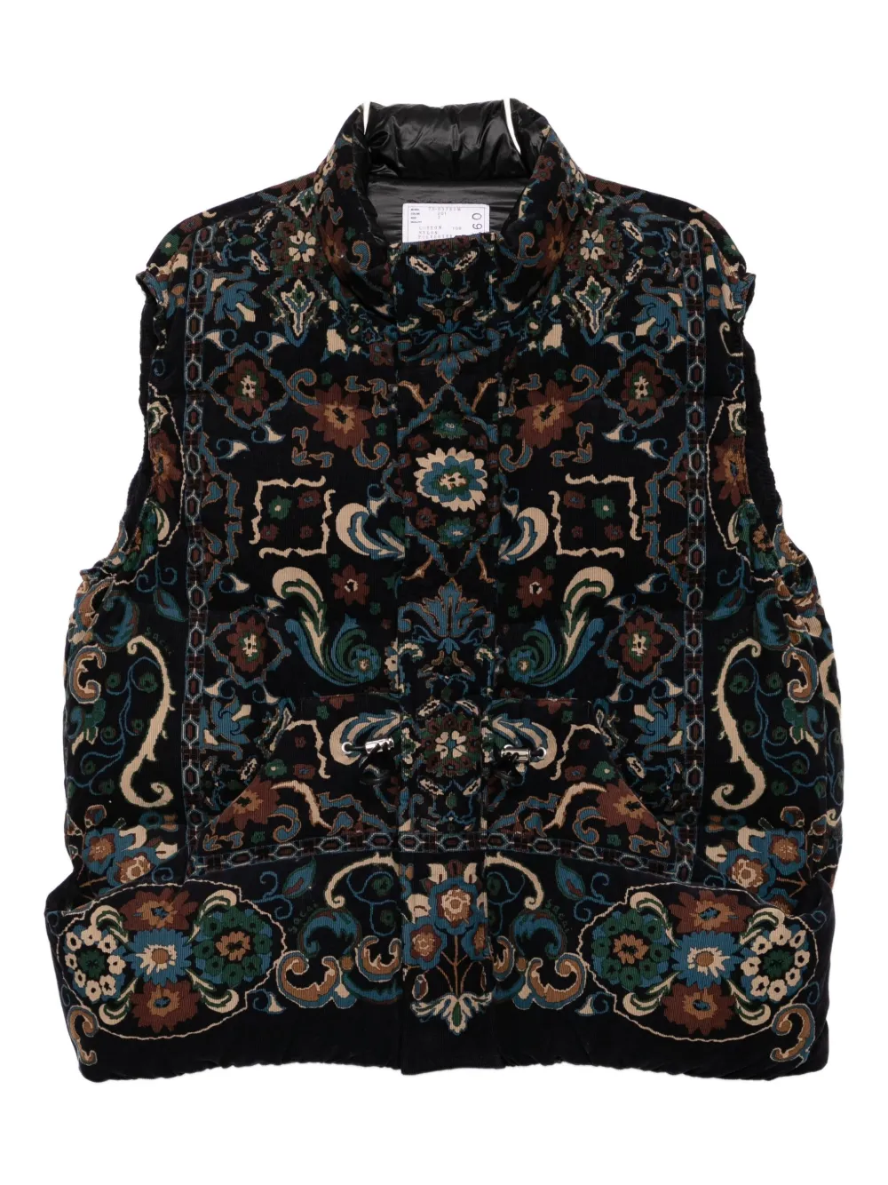 Sacai Floral-print Vest In Black
