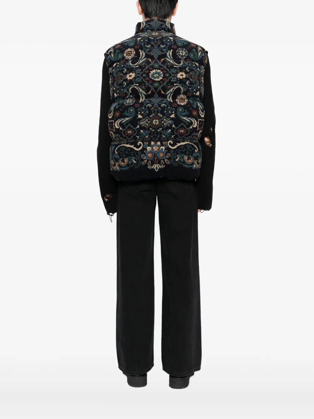 Sacai Floral-print Vest In Black