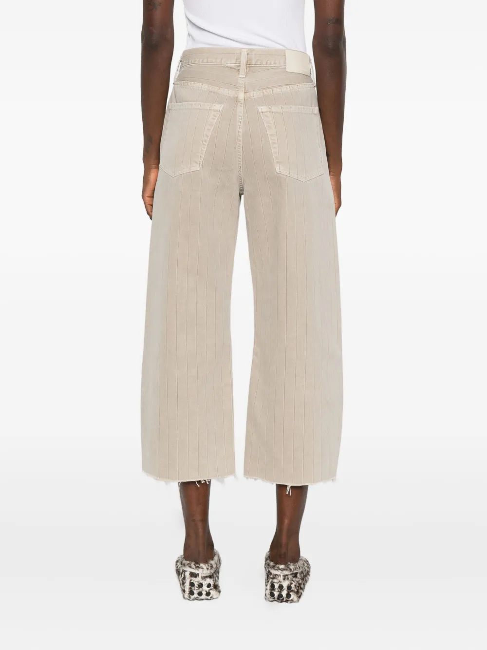 Citizens of Humanity Ayla jeans met krijtstreep en franje Beige