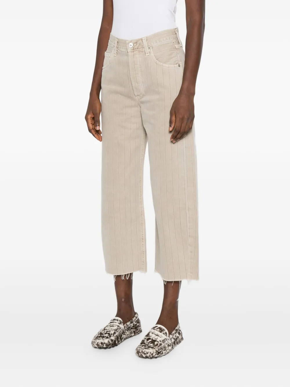 Citizens of Humanity Ayla jeans met krijtstreep en franje Beige