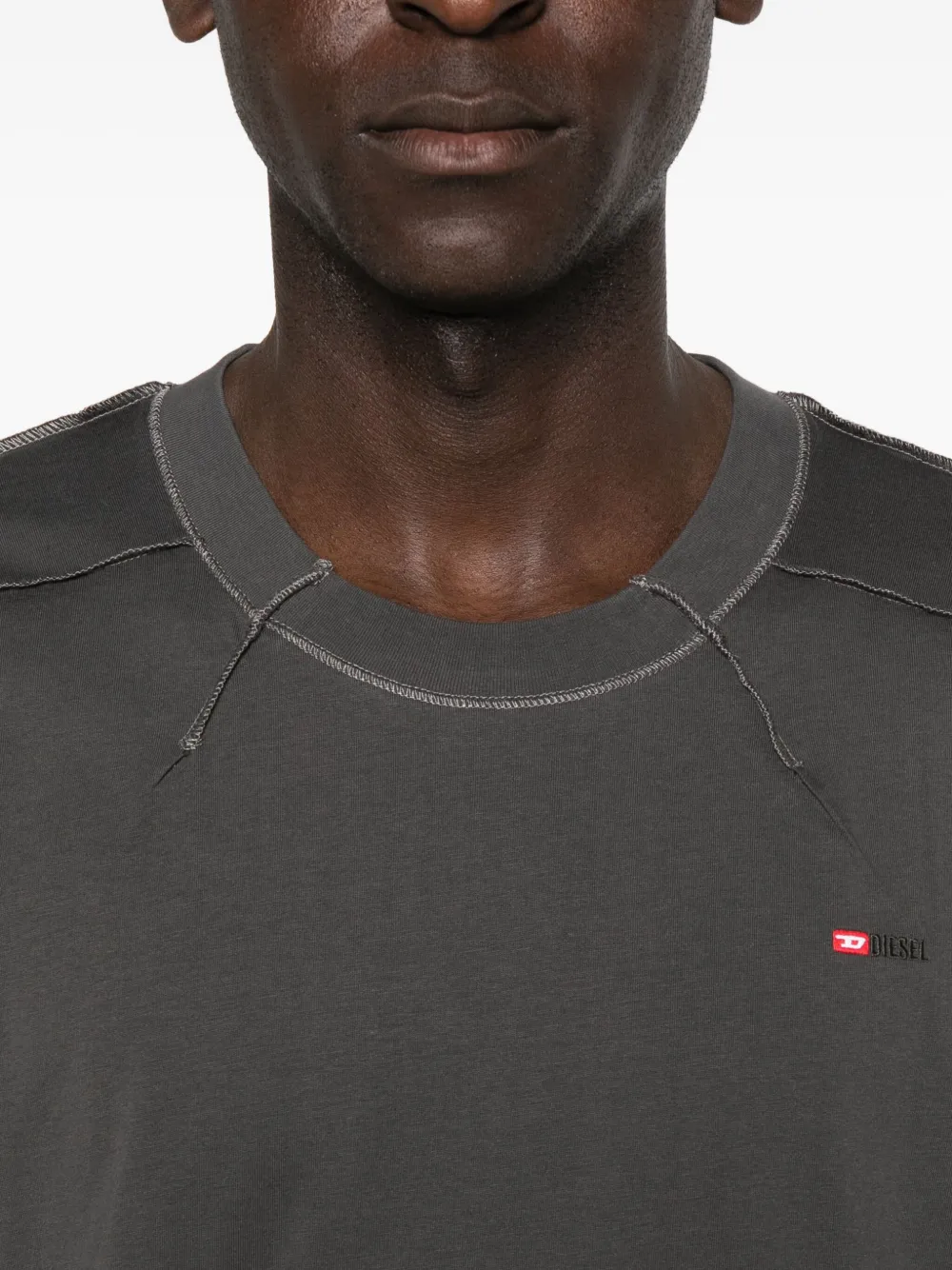 Diesel Katoenen T-shirt met stiksels Grijs