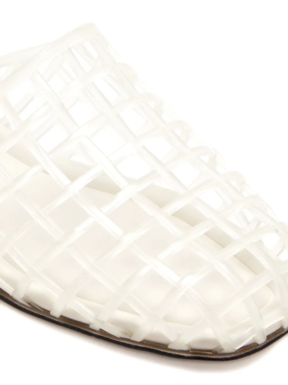 Vince Almond Caged Flat Mules In White