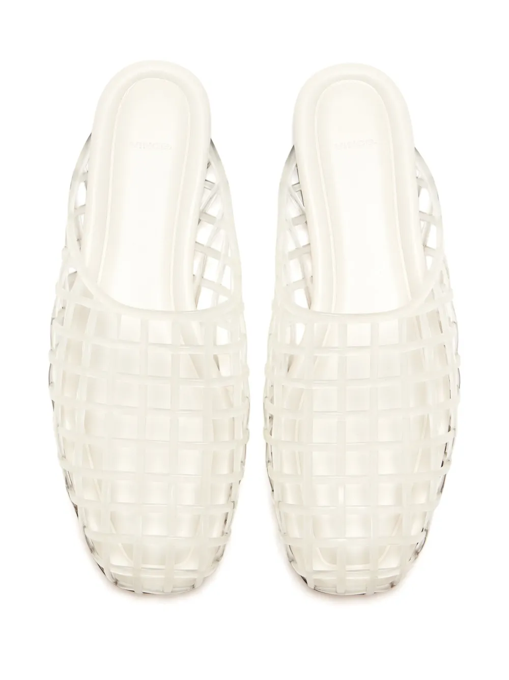 Vince Almond Caged Flat Mules In White