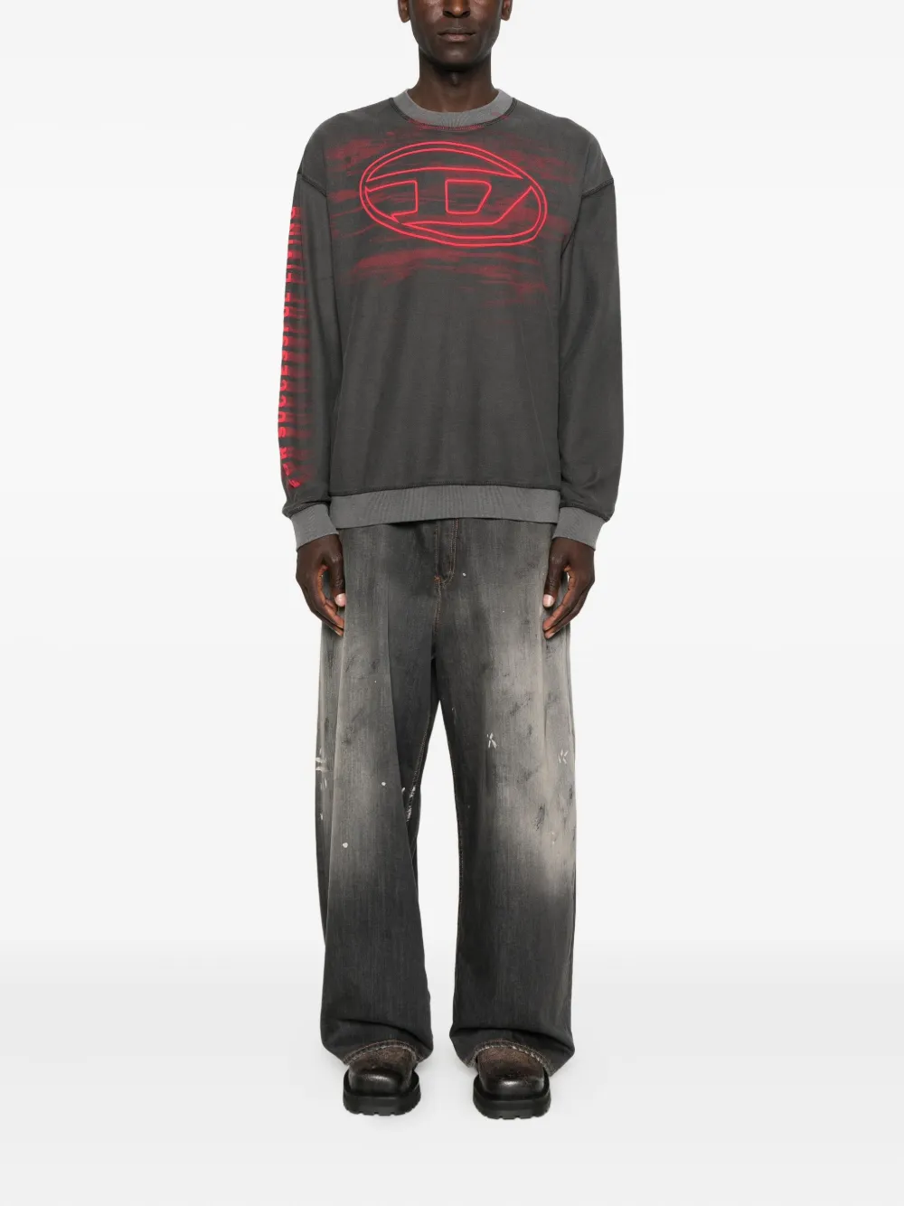Diesel Sweater met Oval-D-print - Grijs