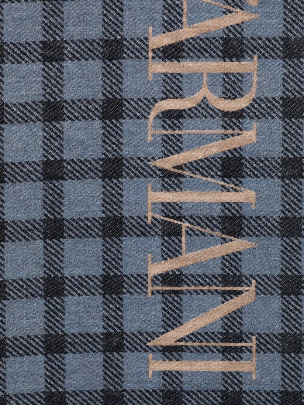 Emporio Armani Geruite sjaal met logo - Blauw