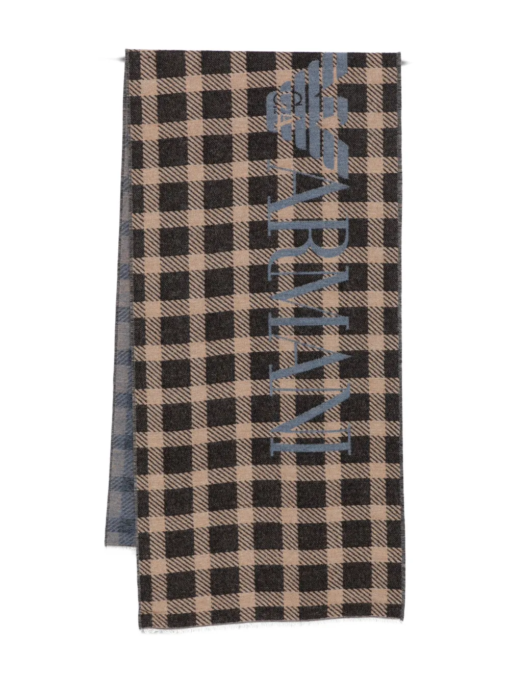 Emporio Armani Check-pattern Logo Scarf In Multi
