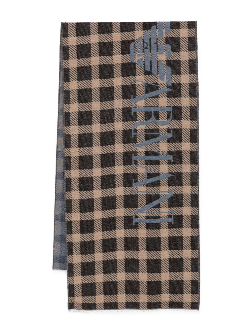Emporio Armani check-pattern logo scarf | Black | Image 1