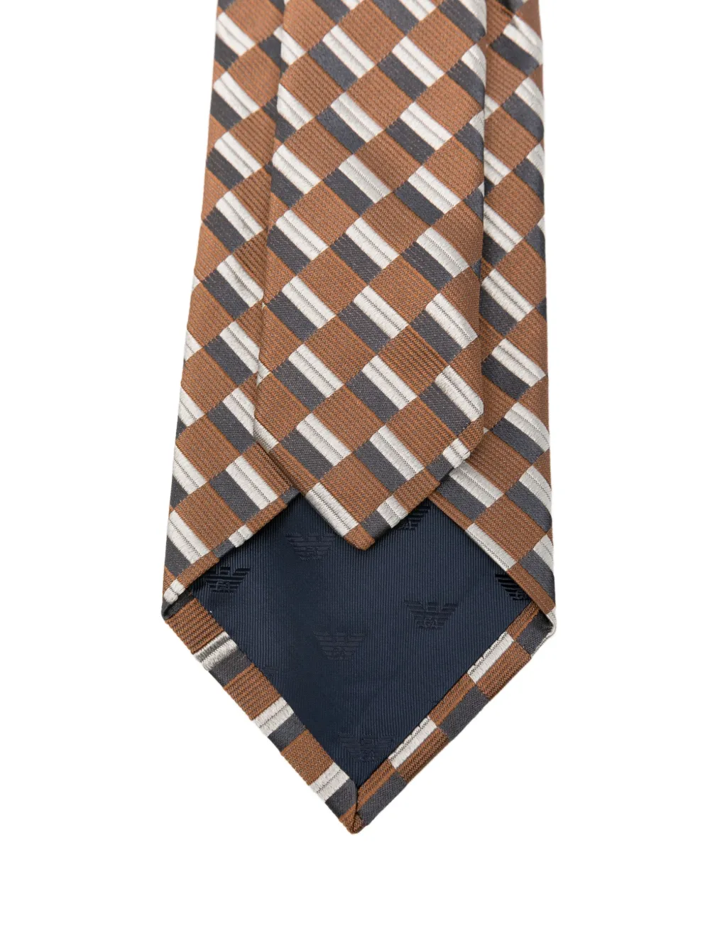 Emporio Armani Zijden stropdas met geometrisch patroon Bruin