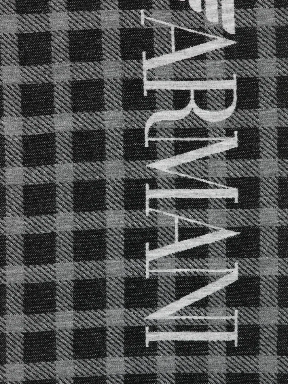 Emporio Armani Check-pattern Logo Scarf In Black