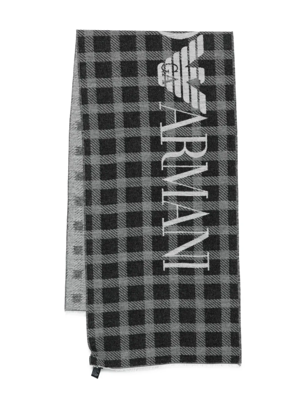Emporio Armani check-pattern logo scarf | Black | Image 1