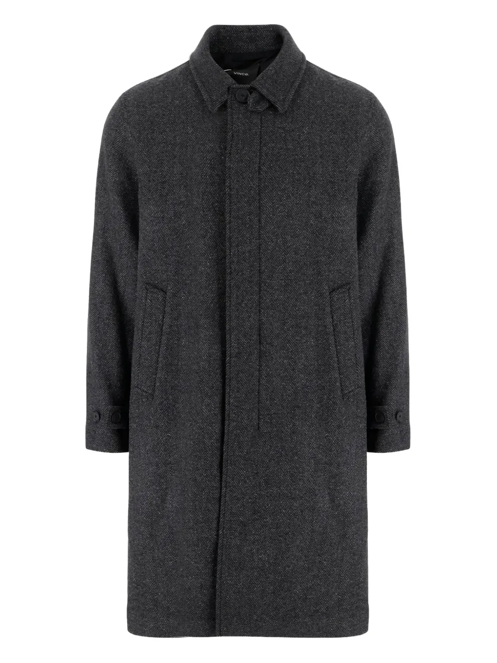 Vince Herringbone Wool Coat In Gray