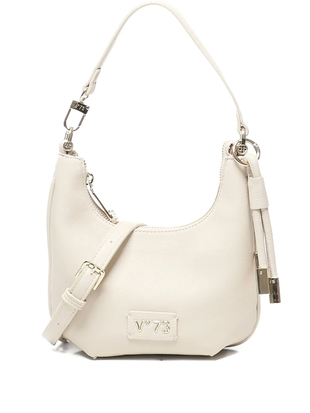 V73 Curved Zipped Shoulder Bag In White