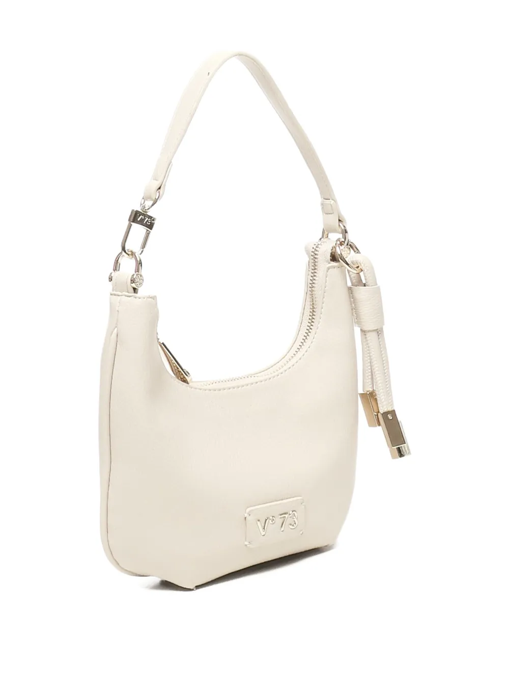 V73 Curved Zipped Shoulder Bag In White