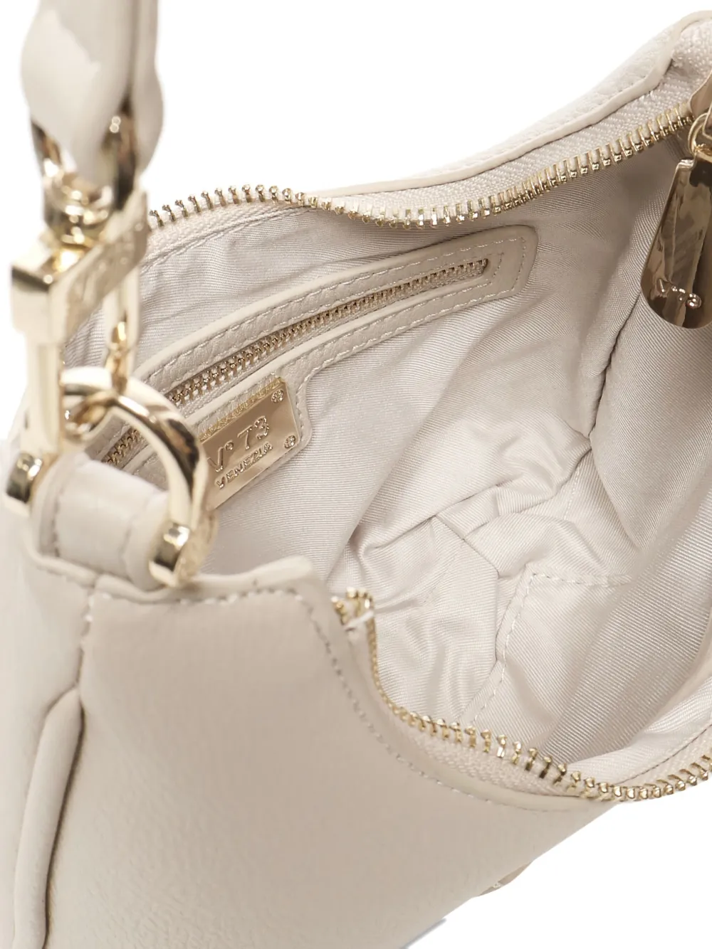 V73 Curved Zipped Shoulder Bag In White