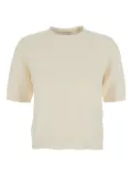 Semicouture crystal-embellished knitted T-shirt - Neutrals