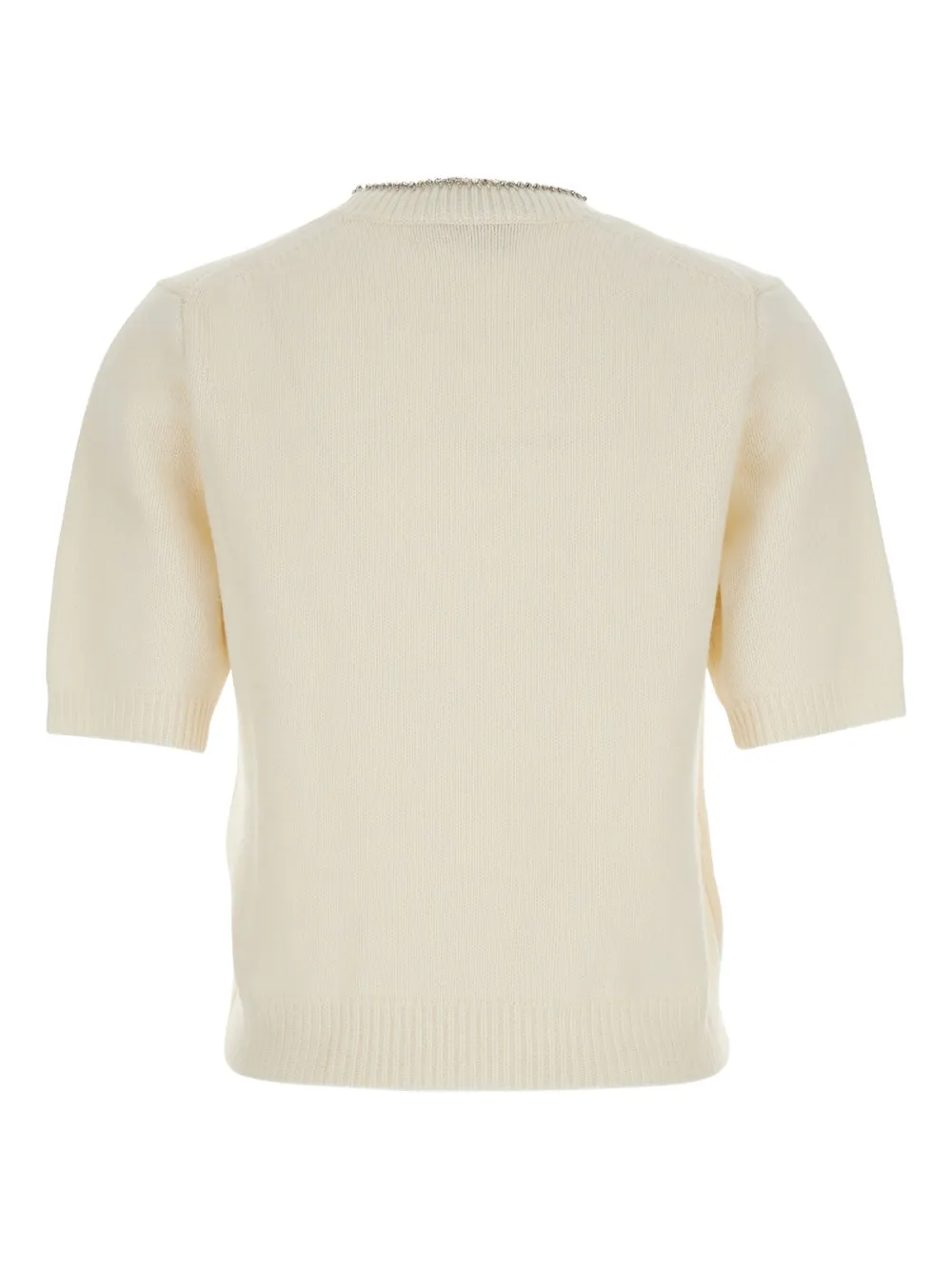 Semicouture crystal-embellished knitted T-shirt Beige