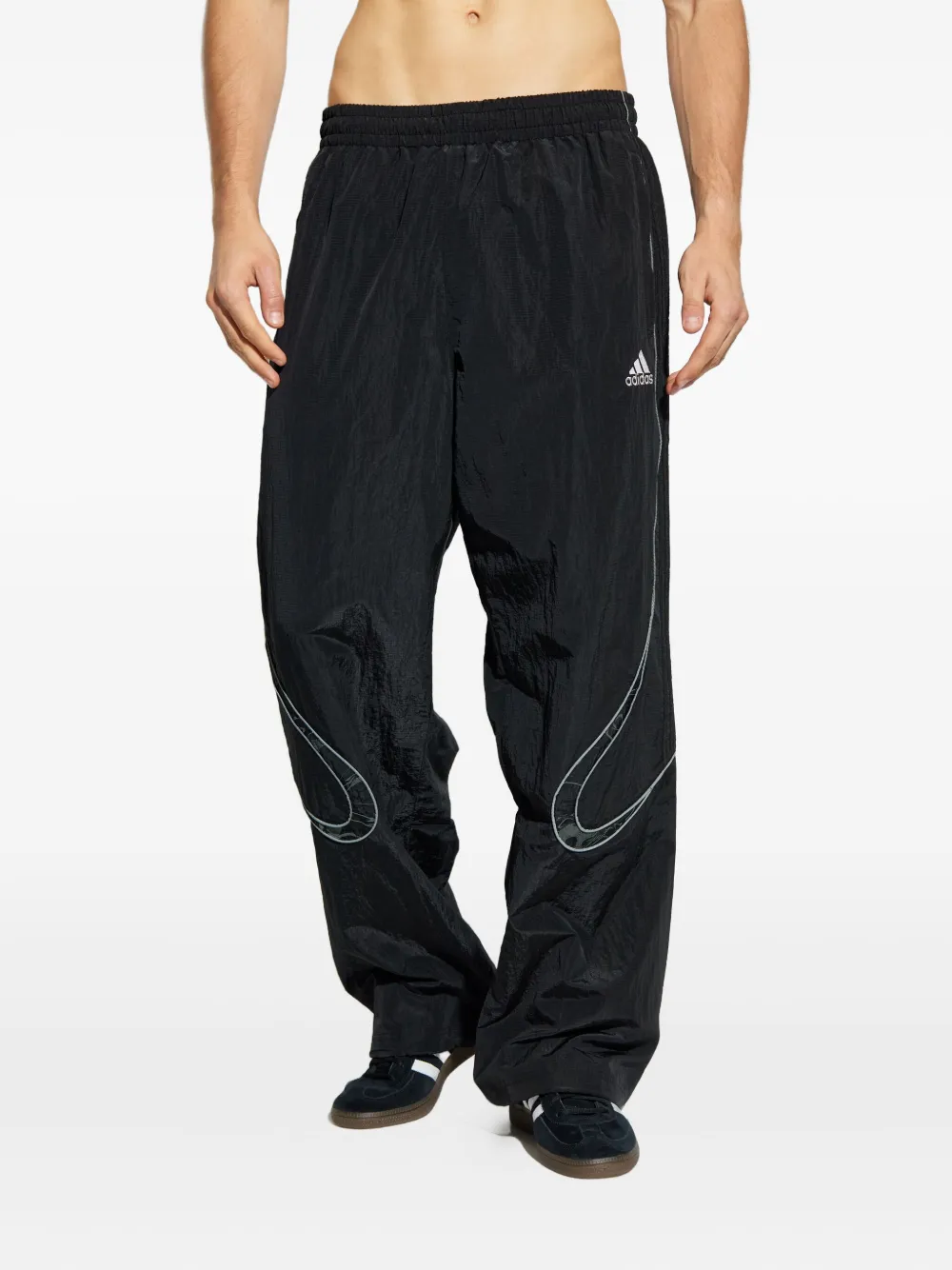 adidas elasticated curved-line trousers | Black | Image 1