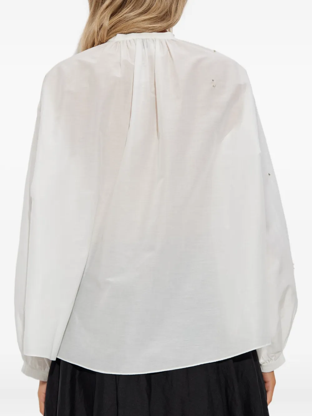 Forte Verfraaide blouse met ballonzoom Wit