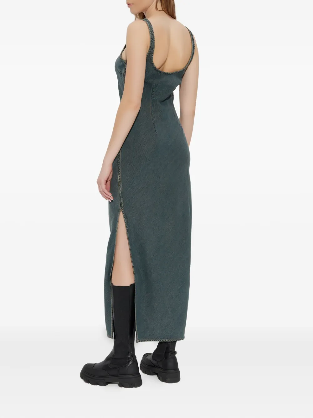 Samsoe & Samsoe Sasunna Side-split Midi Dress In Blue