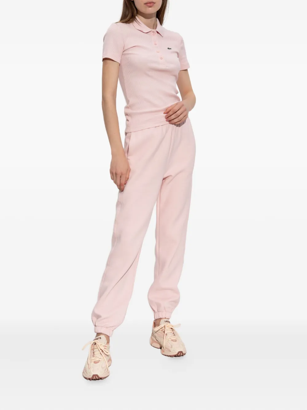 Lacoste elasticated-cuff joggers - Roze