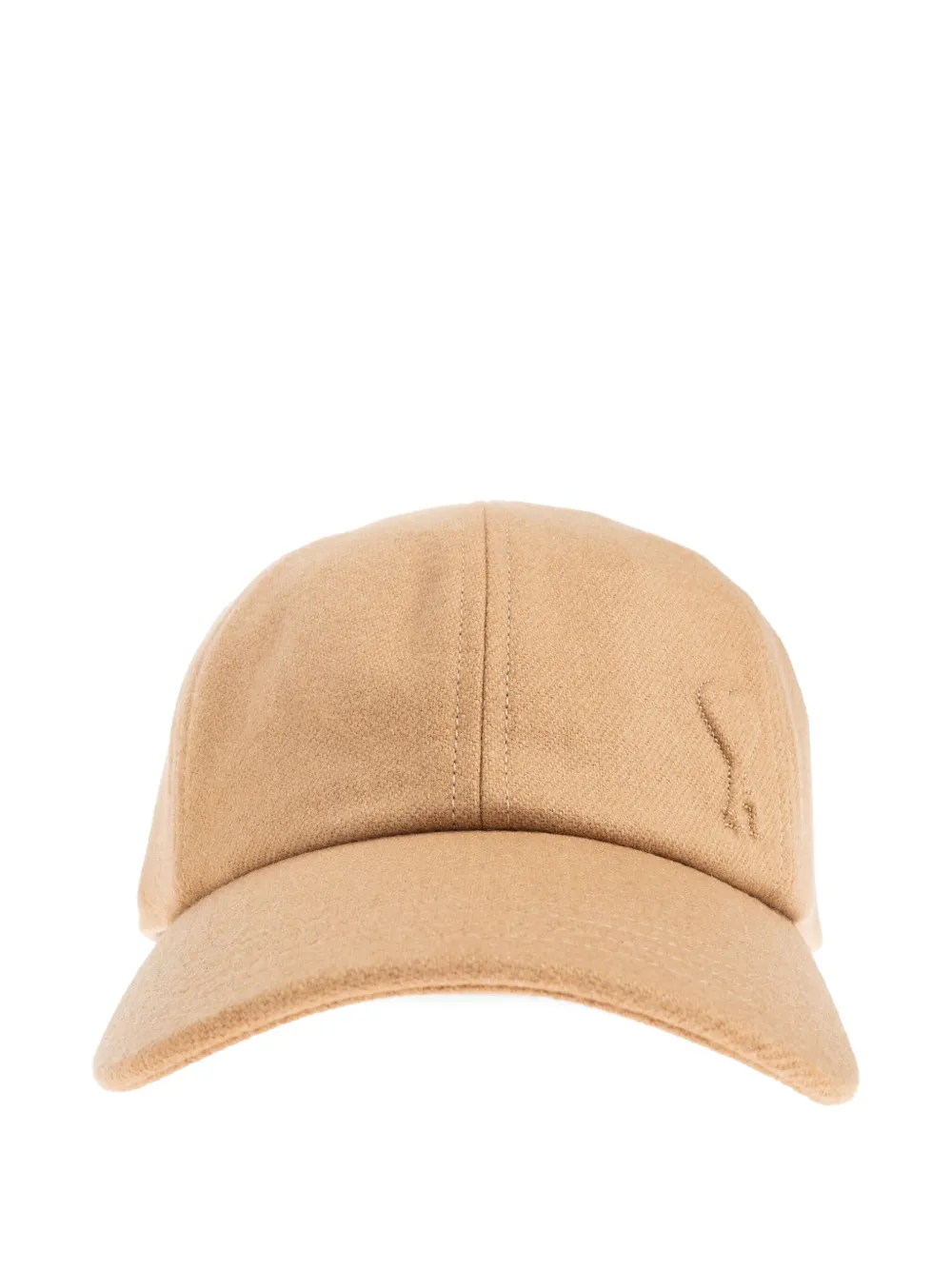 Ami Alexandre Mattiussi Embroidered Wool Cap In Brown