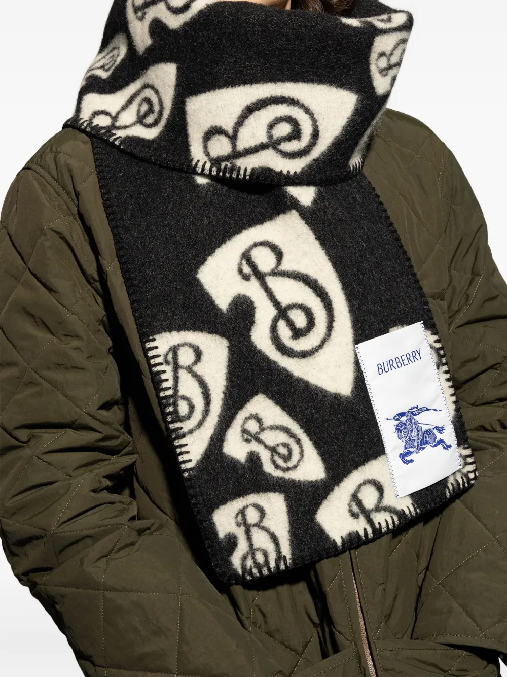 Burberry Sjaal met logopatch en monogram Zwart