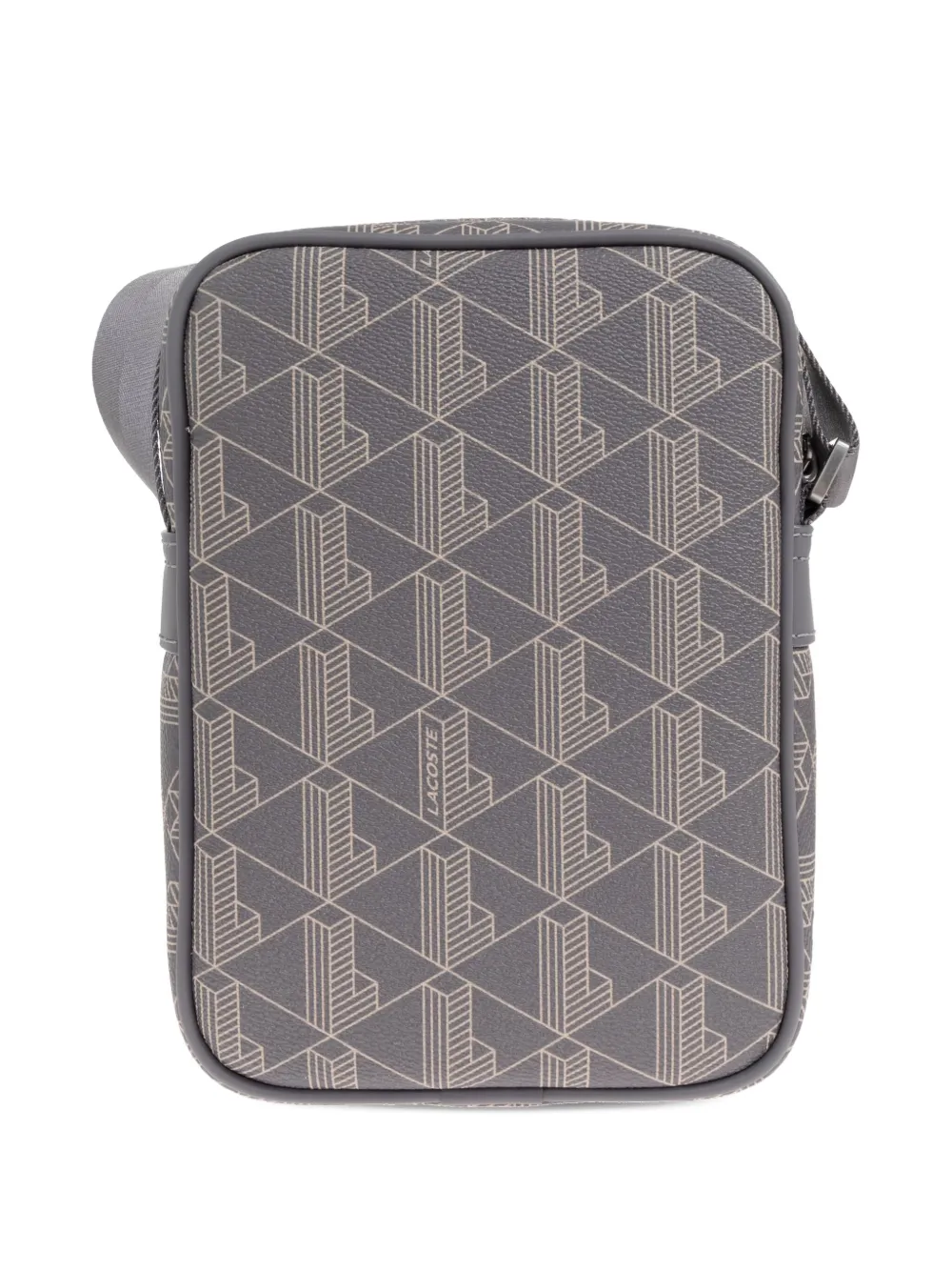 Lacoste Geometric-pattern Messenger Bag In Gray