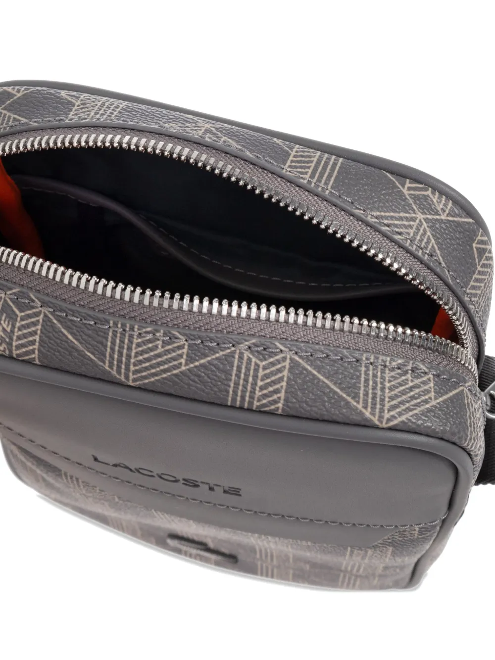 Lacoste Geometric-pattern Messenger Bag In Gray