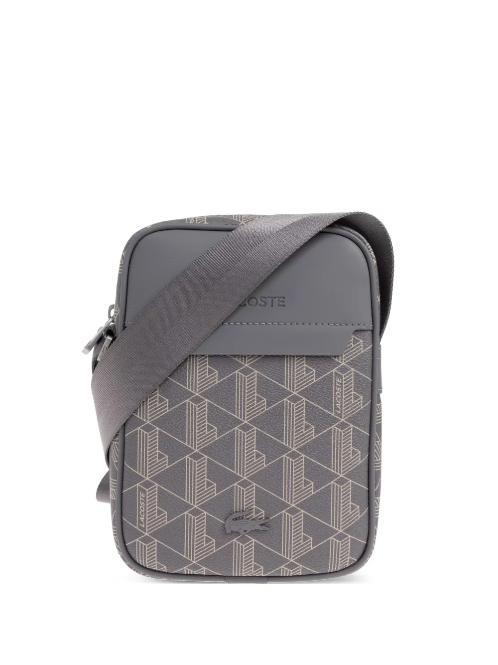 Lacoste geometric-pattern messenger bag | Grey | Image 1