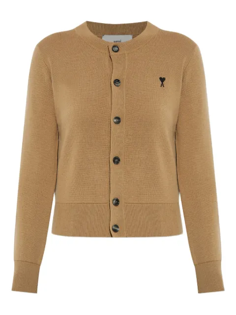 AMI Paris heart-logo button wool cardigan