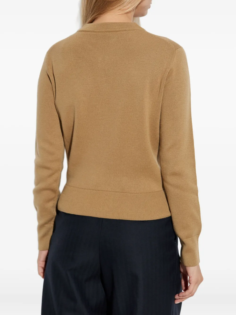 Ami Alexandre Mattiussi Heart-logo Button Wool Cardigan In Brown